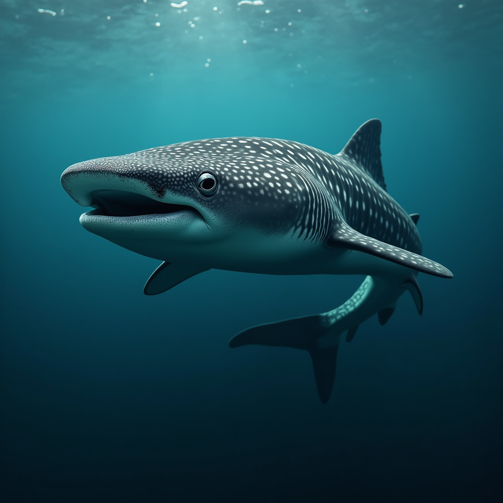 A photorealistic portrait of a Whale Shark in its natural habitat
