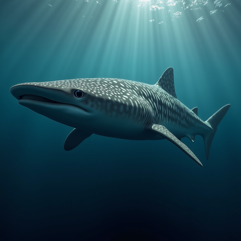 A photorealistic portrait of a Whale Shark in its natural habitat
