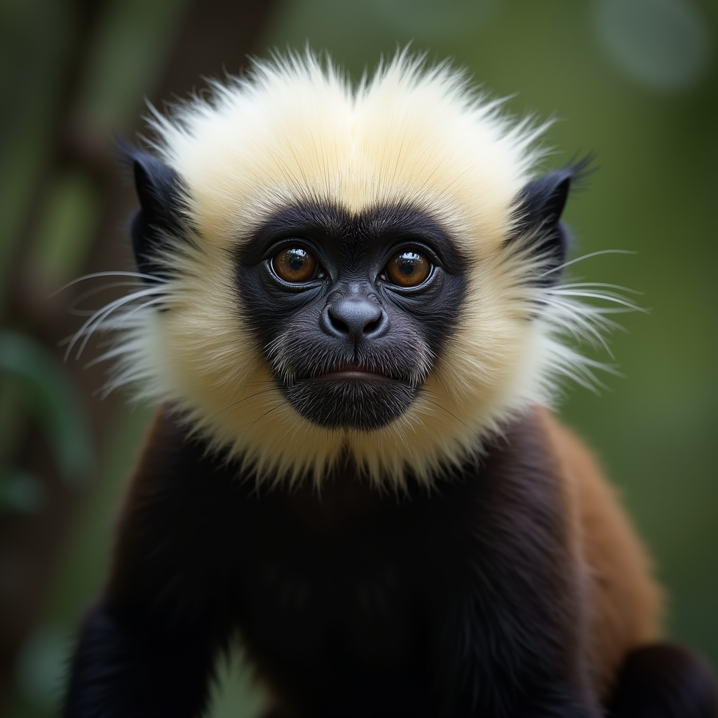 A photorealistic portrait of a White Faced Capuchin in its natural habitat