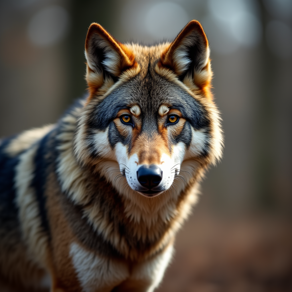 A photorealistic portrait of a Wolf in its natural habitat