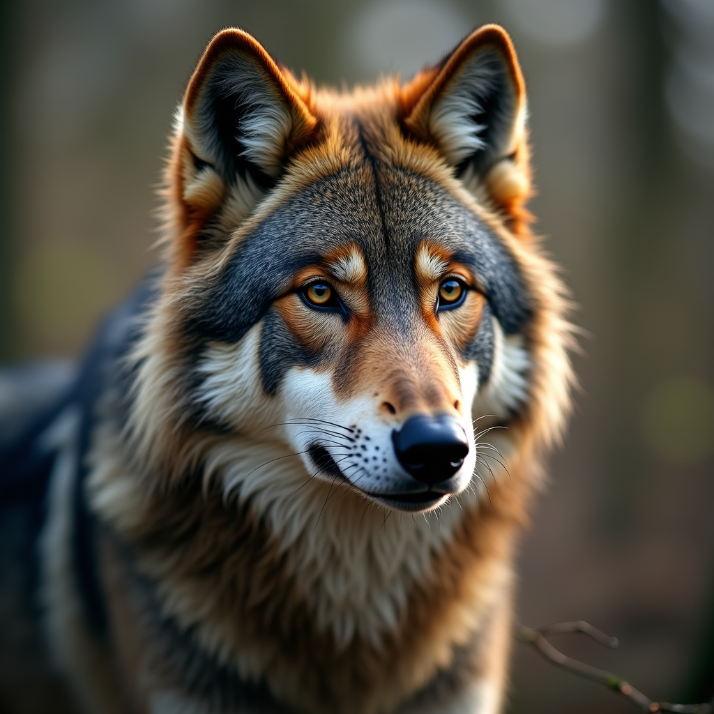 A photorealistic portrait of a Wolf in its natural habitat