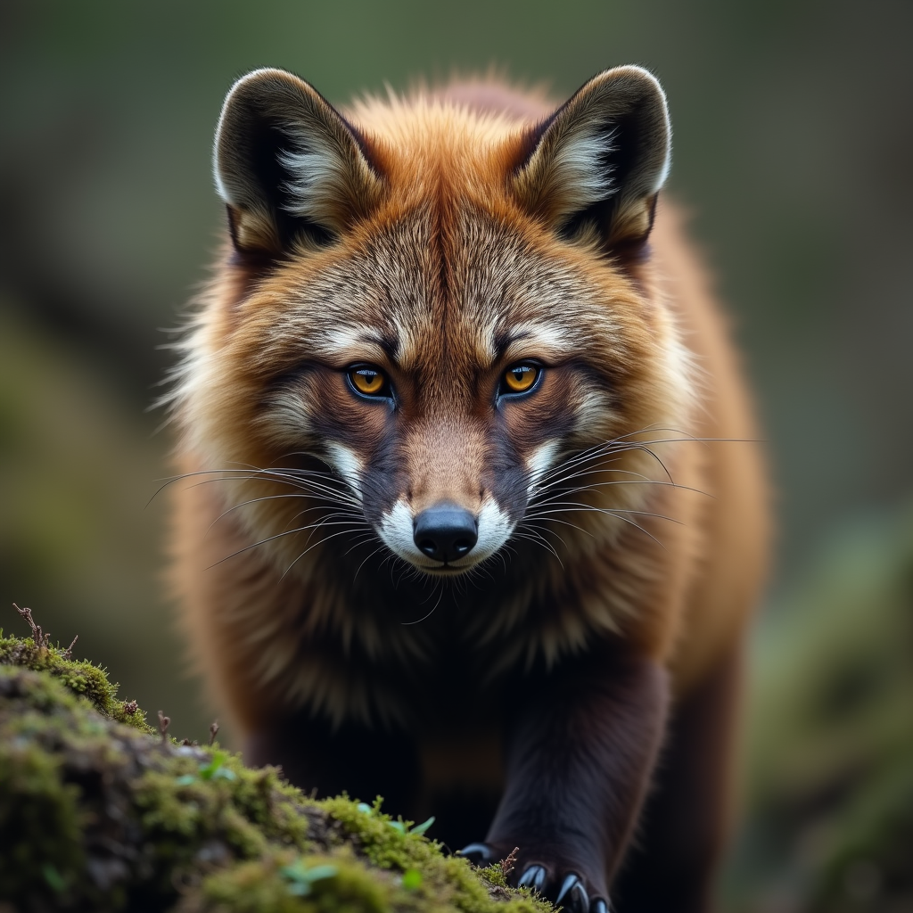 A photorealistic portrait of a Wolverine in its natural habitat
