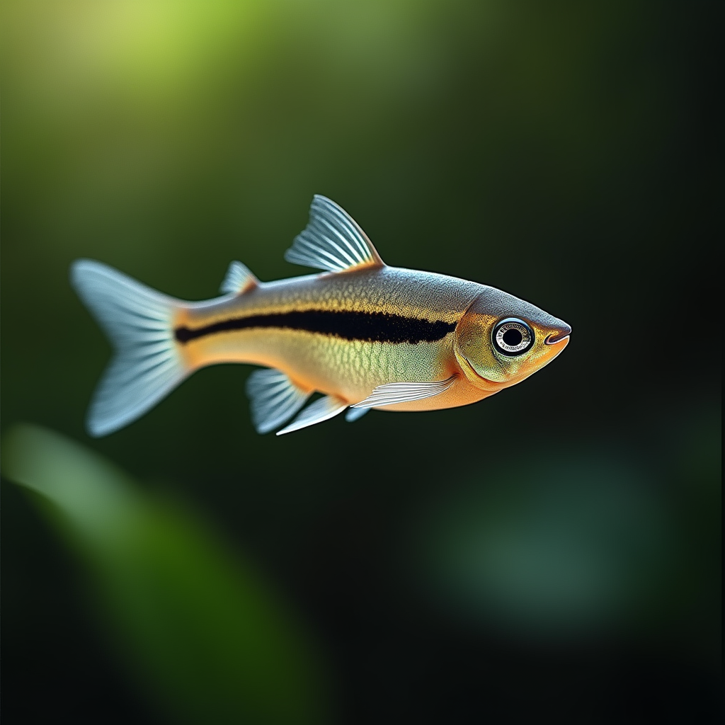 A photorealistic portrait of a X-Ray Tetra in its natural habitat