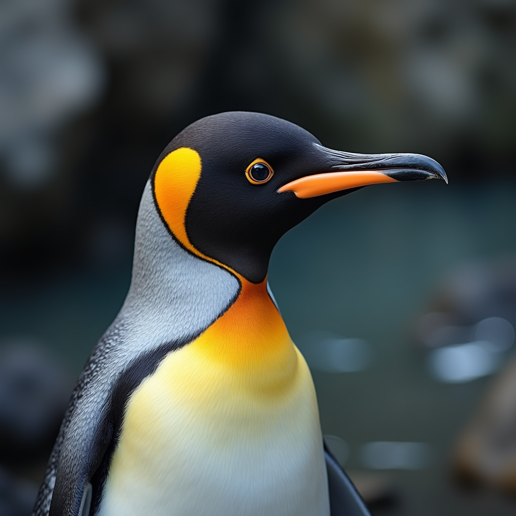 A photorealistic portrait of a Yellow-Eyed Penguin in its natural habitat