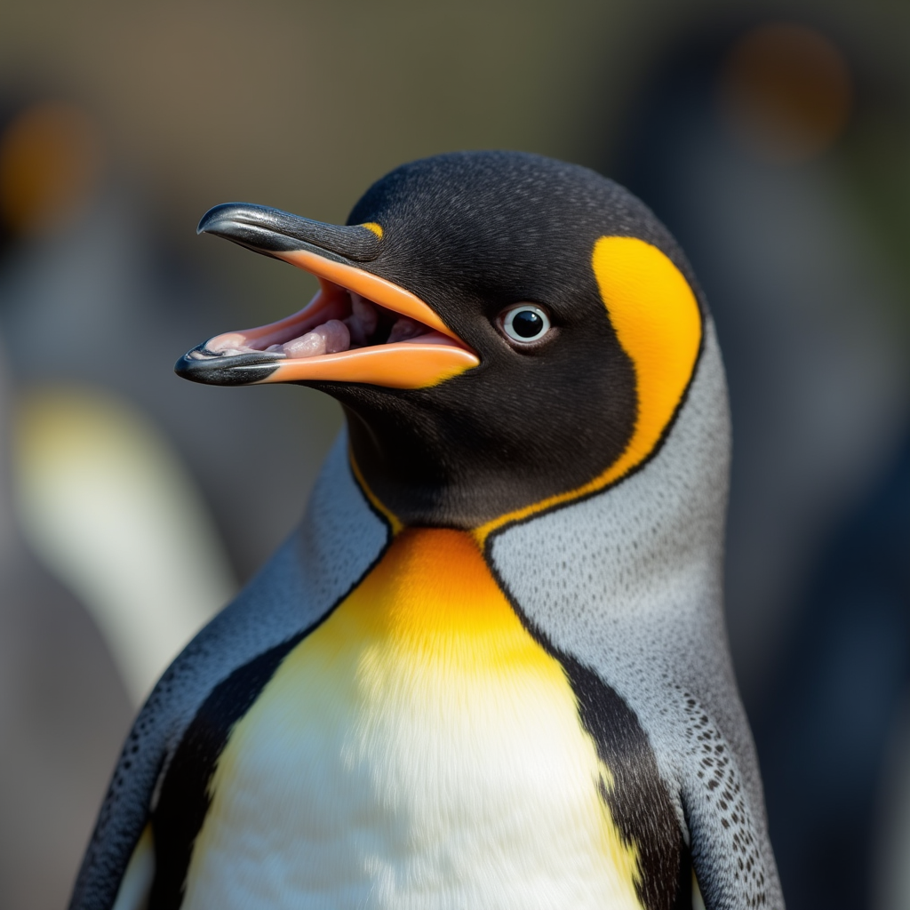 A photorealistic portrait of a Yellow-Eyed Penguin in its natural habitat
