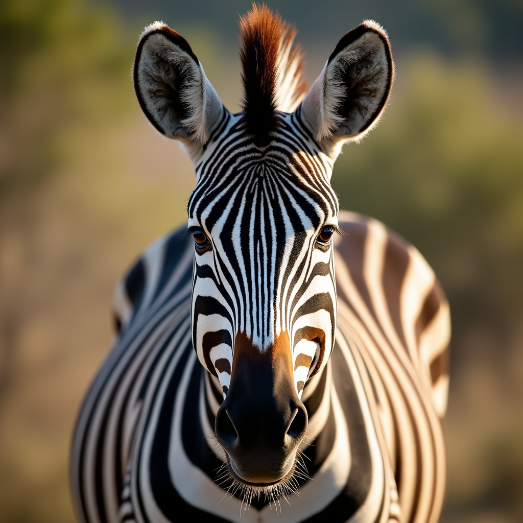 A photorealistic portrait of a Zebra in its natural habitat