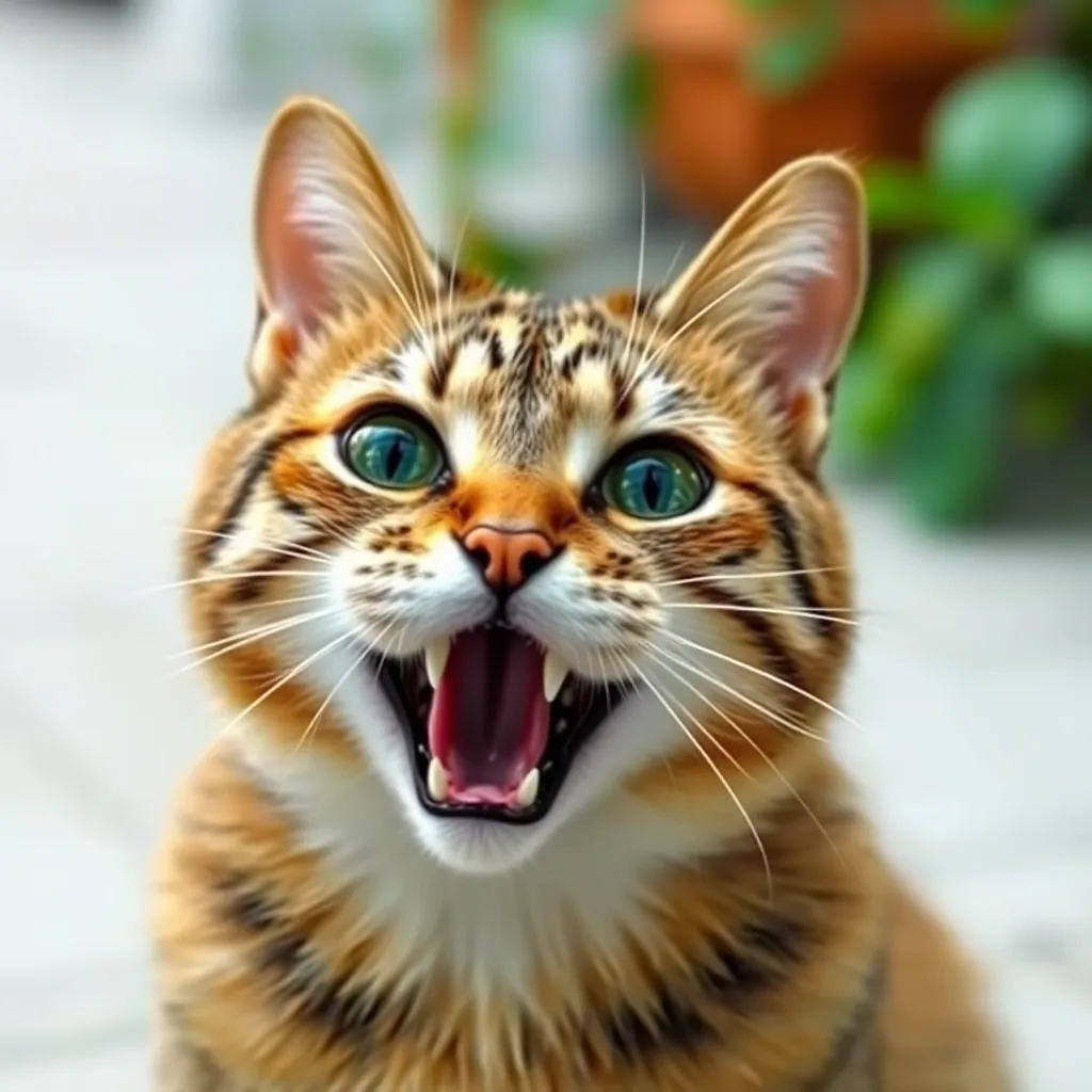 A cat with a mouth pice