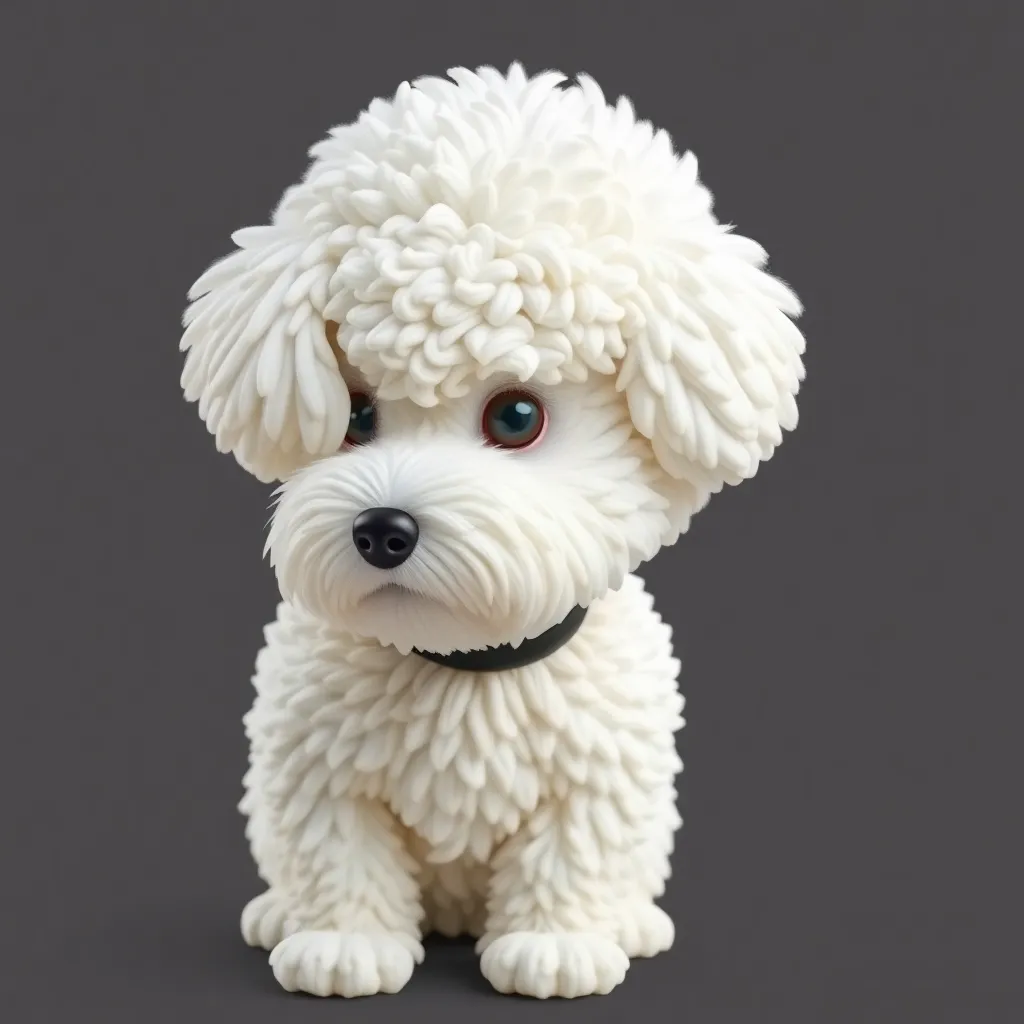 claymation style profile of cute Bichon 