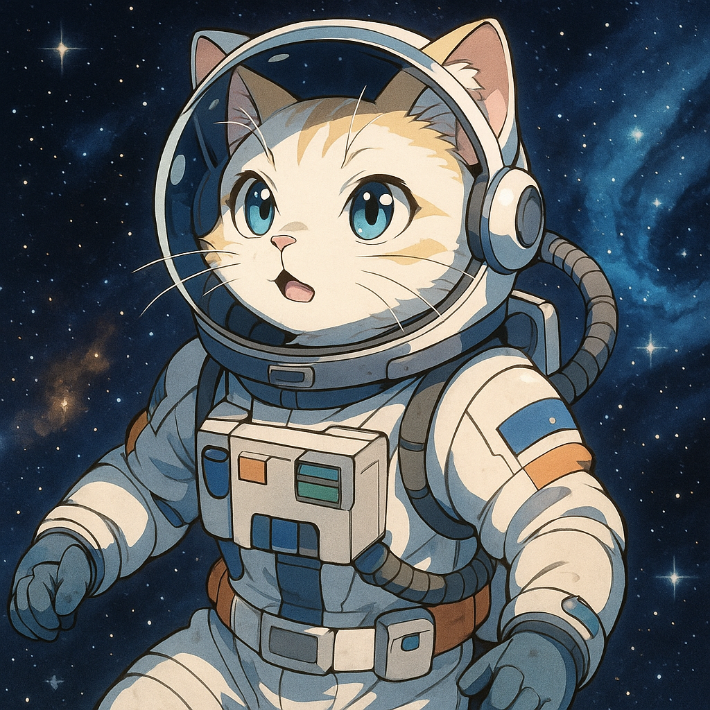 A Cat in a space suit. Anime.