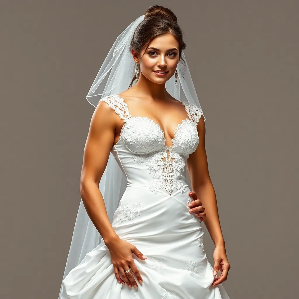 Muscle girl, with wedding dress