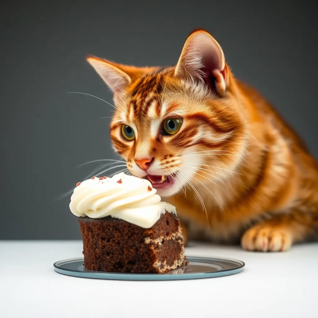 A cat eating a cake