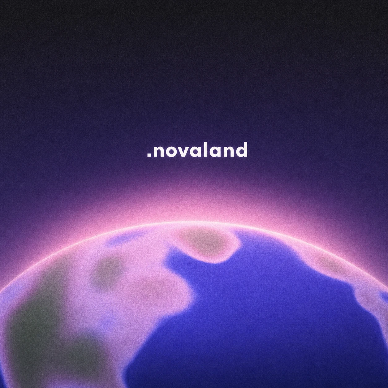 A dreamy cosmic key visual showing the glowing edge of a planet rising into a dark sky, with a small lowercase wordmark centered above the horizon.