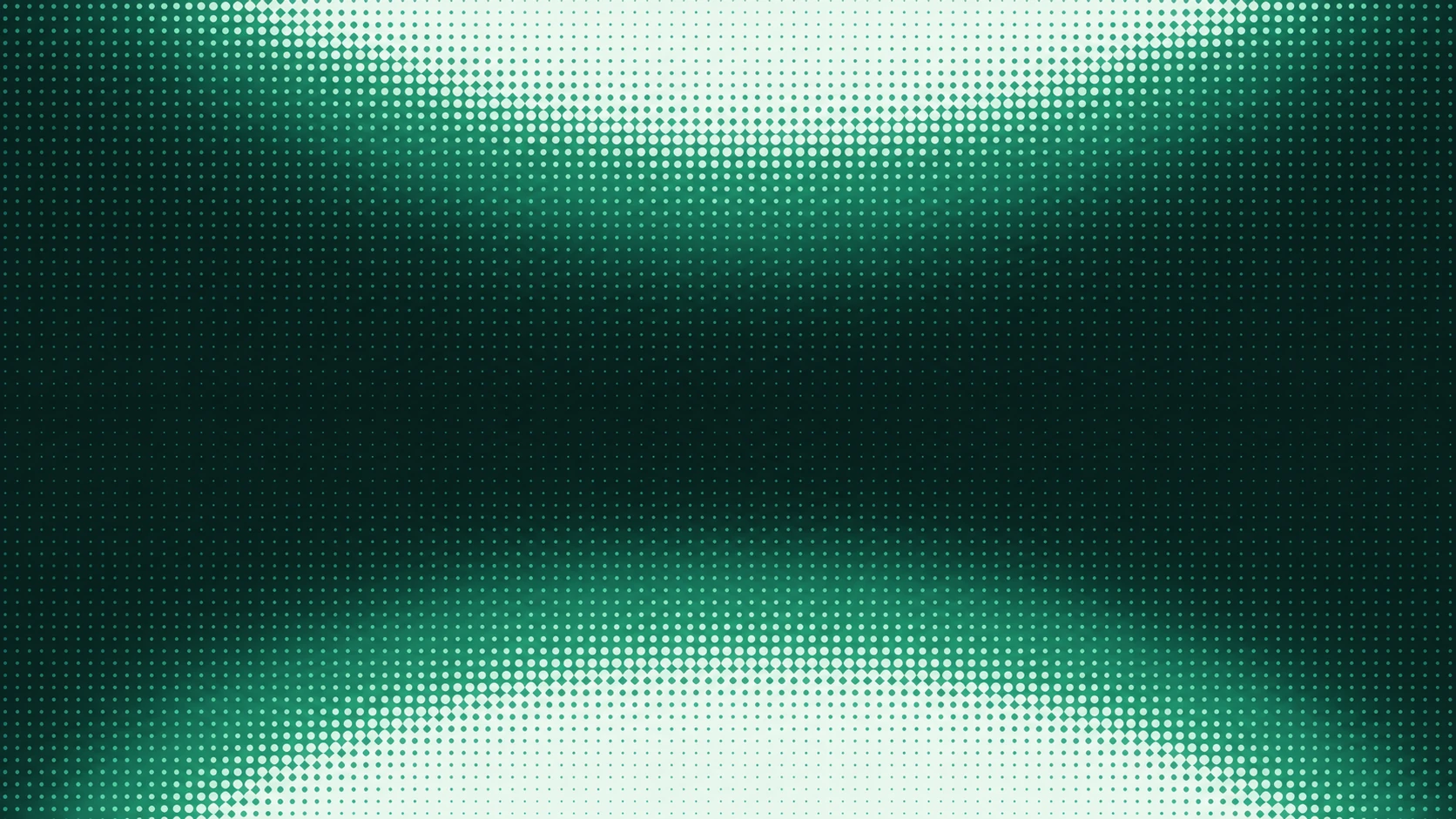 An abstract emerald halftone dot-grid texture with soft glowing light bands sweeping across a dark green field.