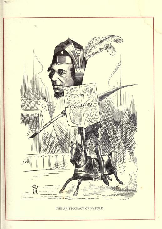 A black and white illustration of a man dressed as a medieval knight riding a horse, labeled 'The Aristocracy of Nature'.