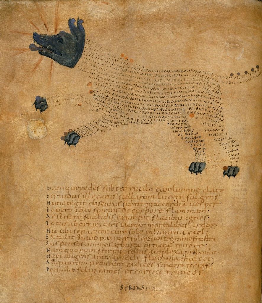 Illuminated manuscript page with handwritten text and colorful illustrations of a hand, sun, and birds.