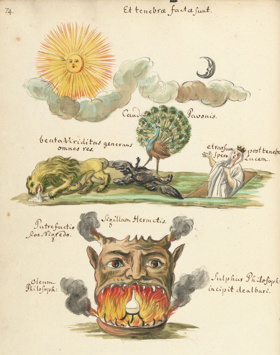 A detailed, colorful illustration reminiscent of alchemical or astrological imagery.