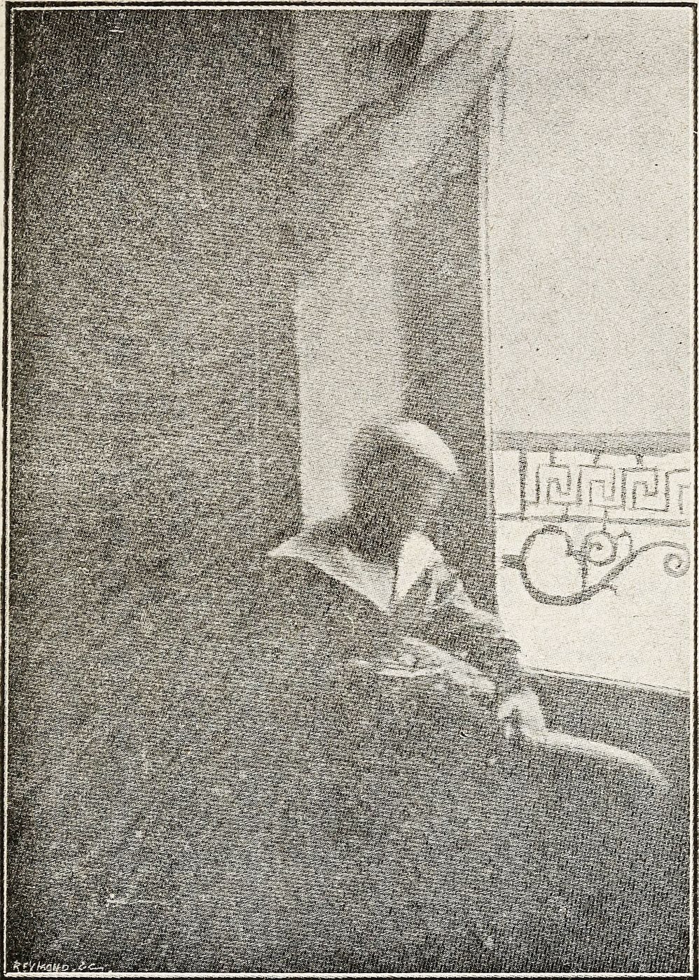 A grainy black and white illustration of a person seated near a window, reading or writing. Strong shadows are cast on the floor and wall, creating a somber and introspective mood.