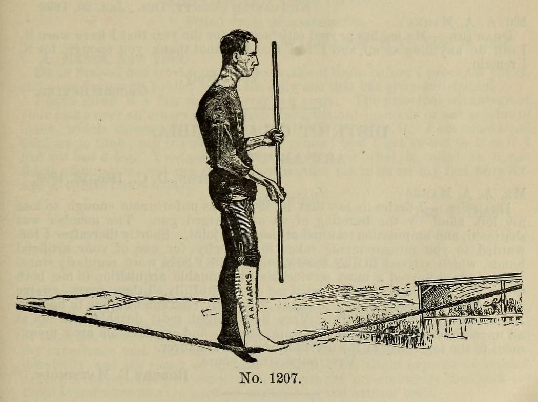 Vintage illustration of a man holding a pole.