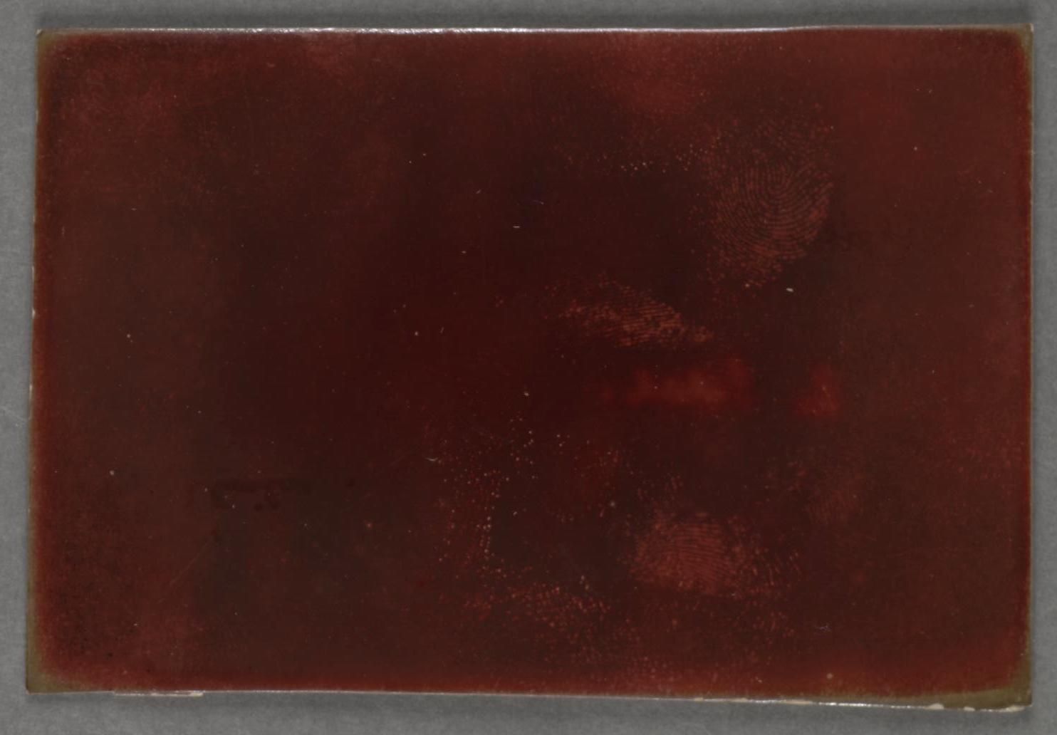 Close-up of a dark red, velvety texture with a metallic border.
