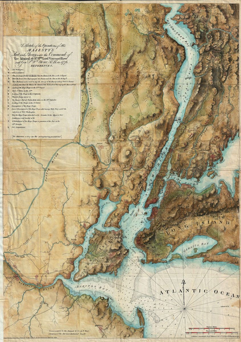Antique map of a coastal region with a river, islands, and towns.