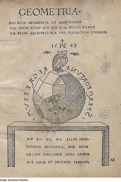 Vintage bookplate with geometric globe and owl