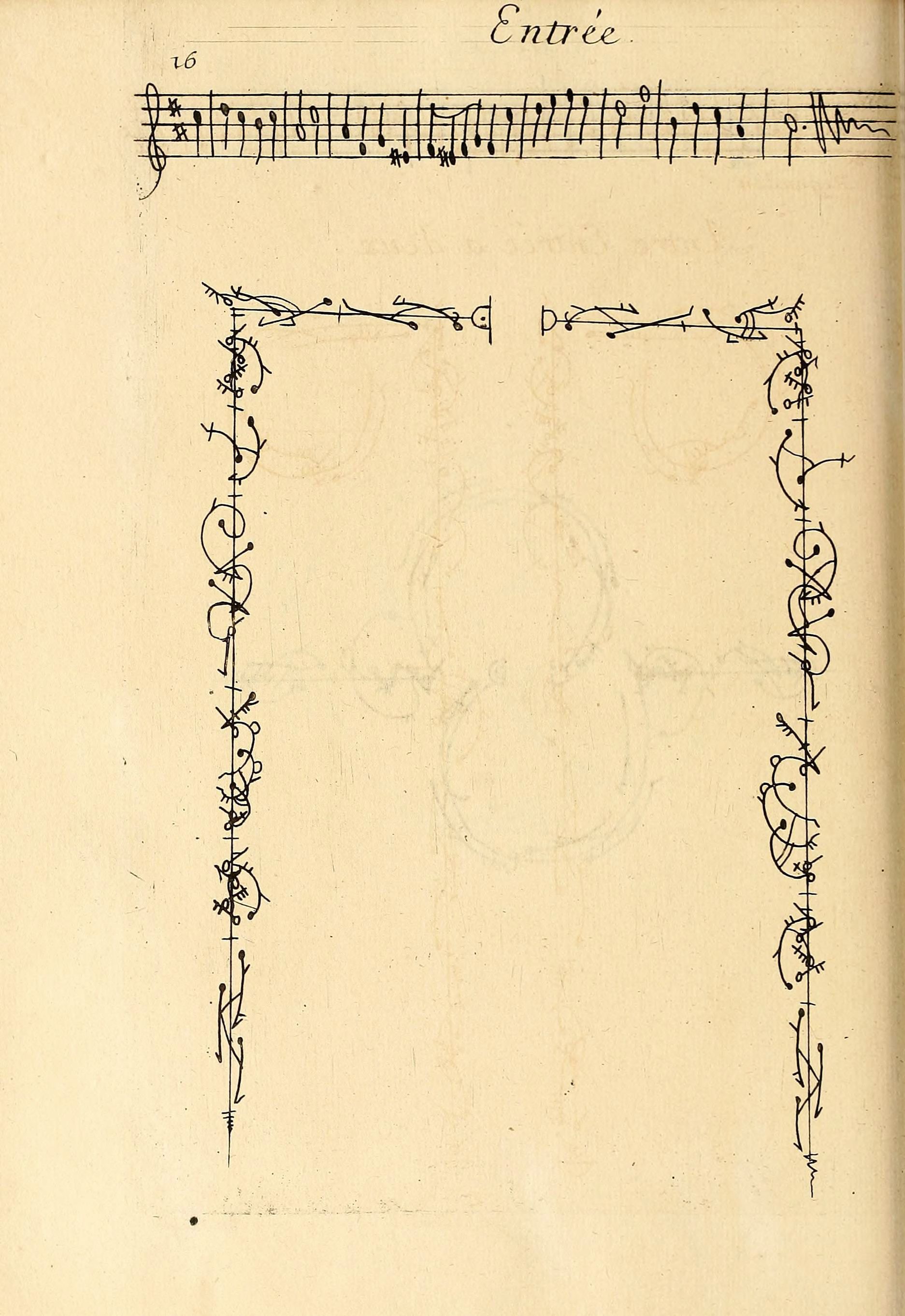 A vintage musical score page with ornate floral border.