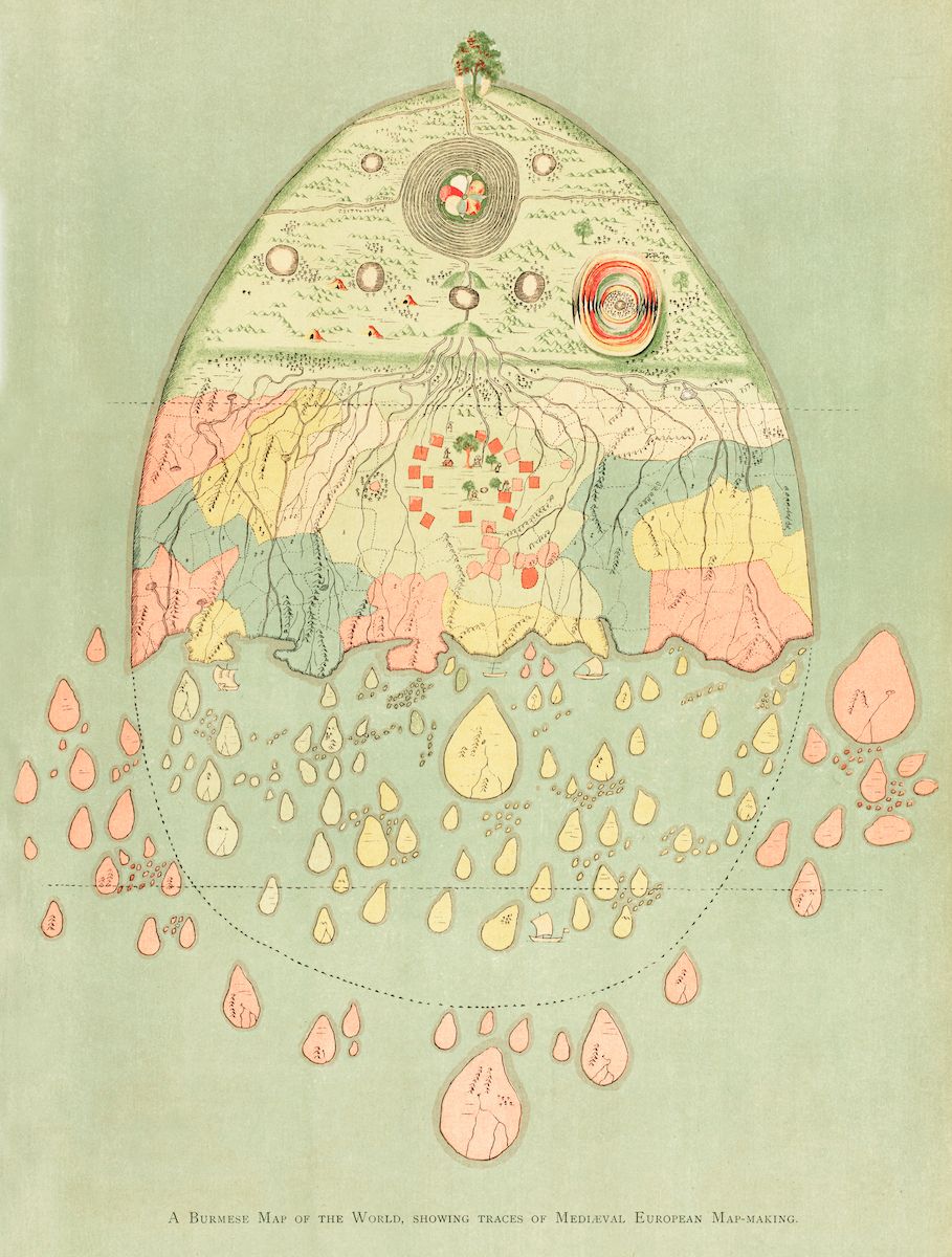 A Burmese Map of the World, showing traces of Medieval European Map-Making.