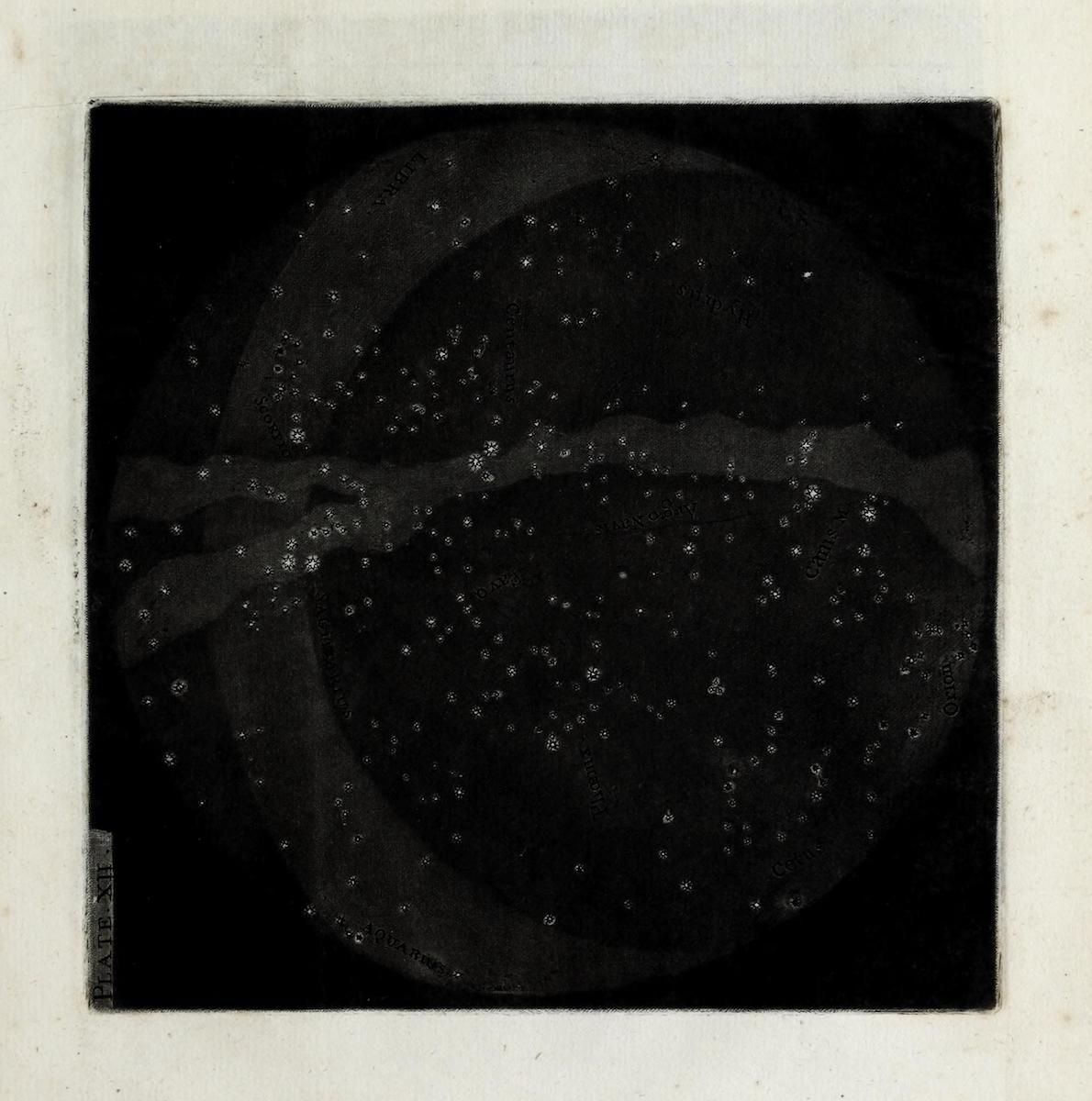 A black and white photograph of overlapping translucent circles filled with white dots on a dark background, framed by a white border.