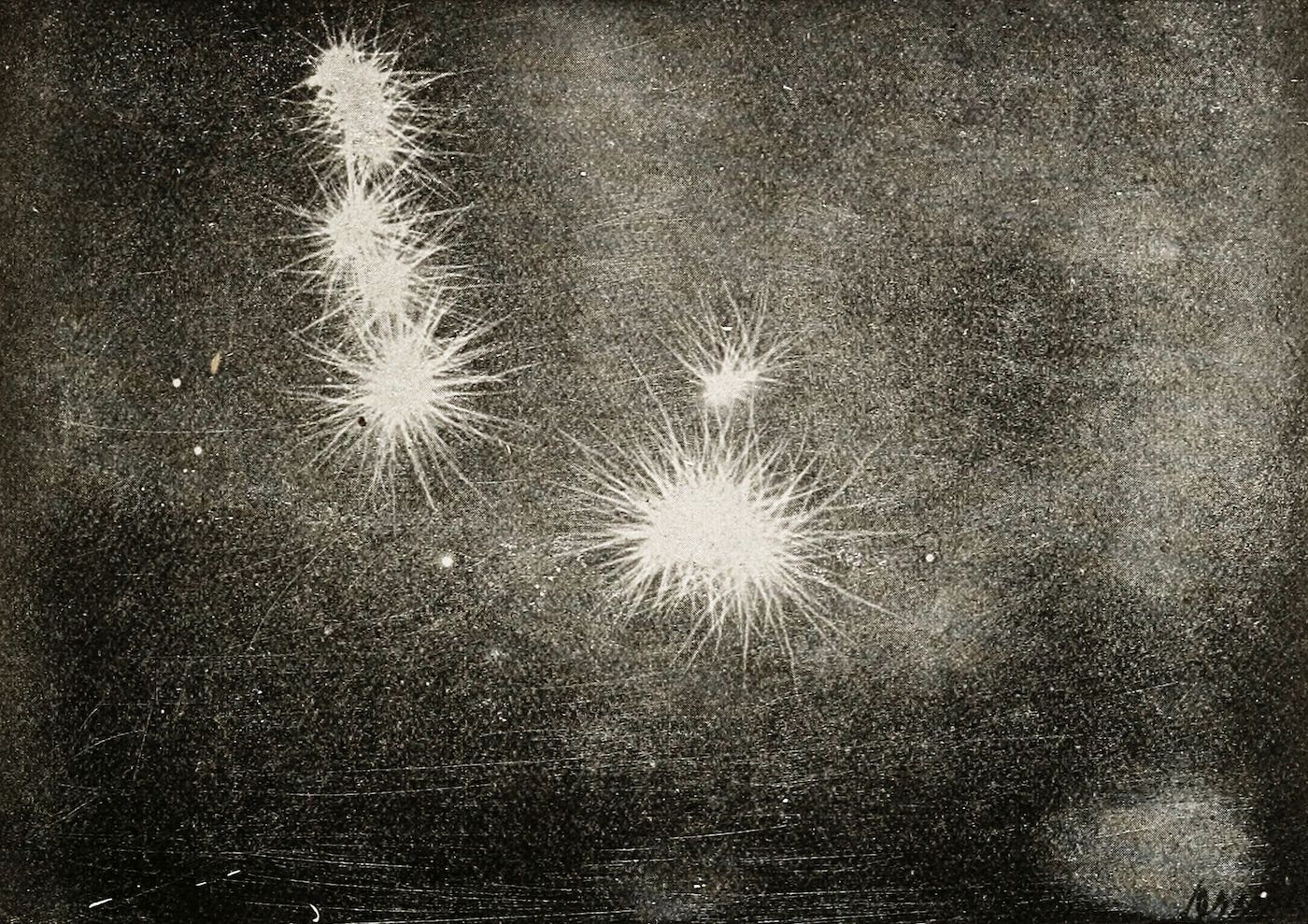 Vintage-style image of starbursts and a starry night sky.