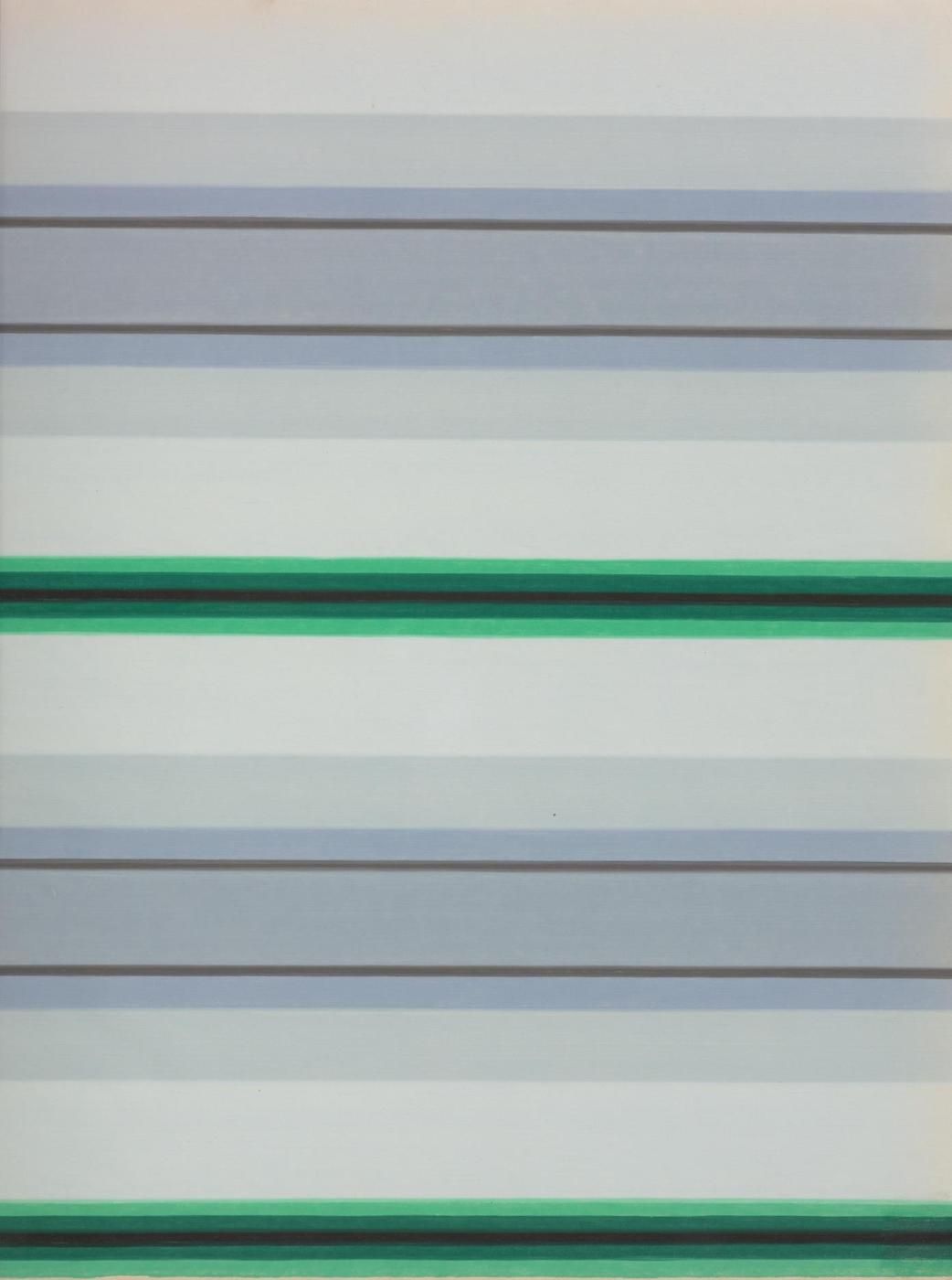 Abstract image with horizontal stripes in shades of gray, white, and green.