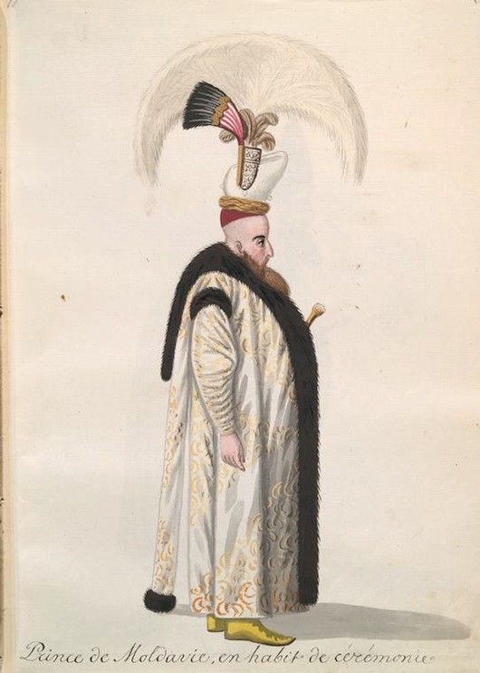 Watercolor painting of a man in ceremonial attire.