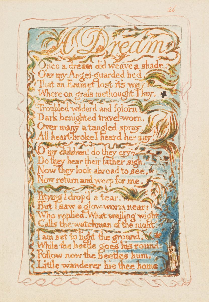 A page from a book with handwritten text and ornate gold and brown illustrations.
