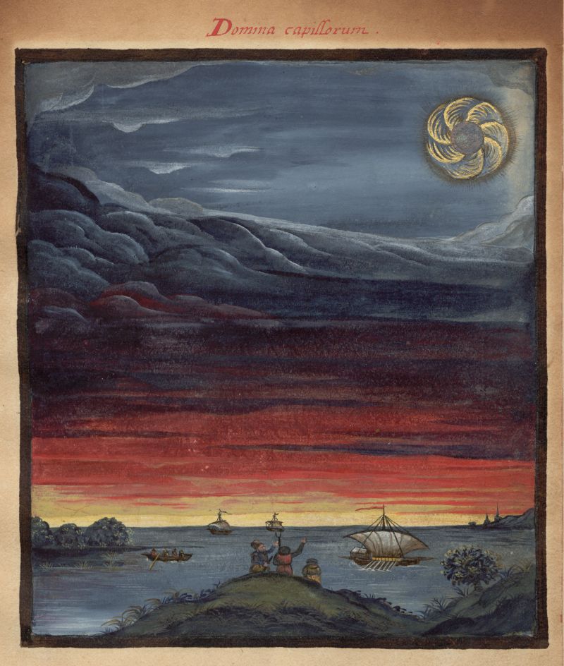 A richly colored, somewhat fantastical depiction of a seascape under a dramatic sky.