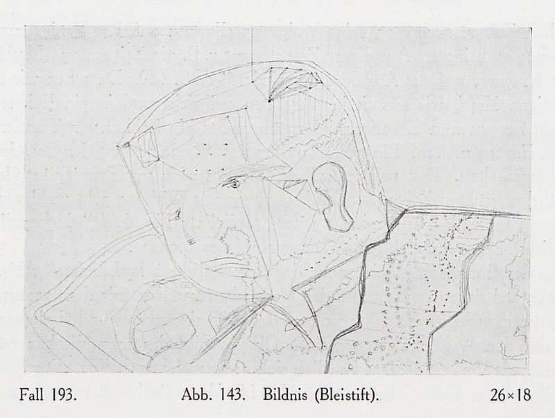 Vintage black and white sketch of a human head in profile, labeled with text at the bottom.