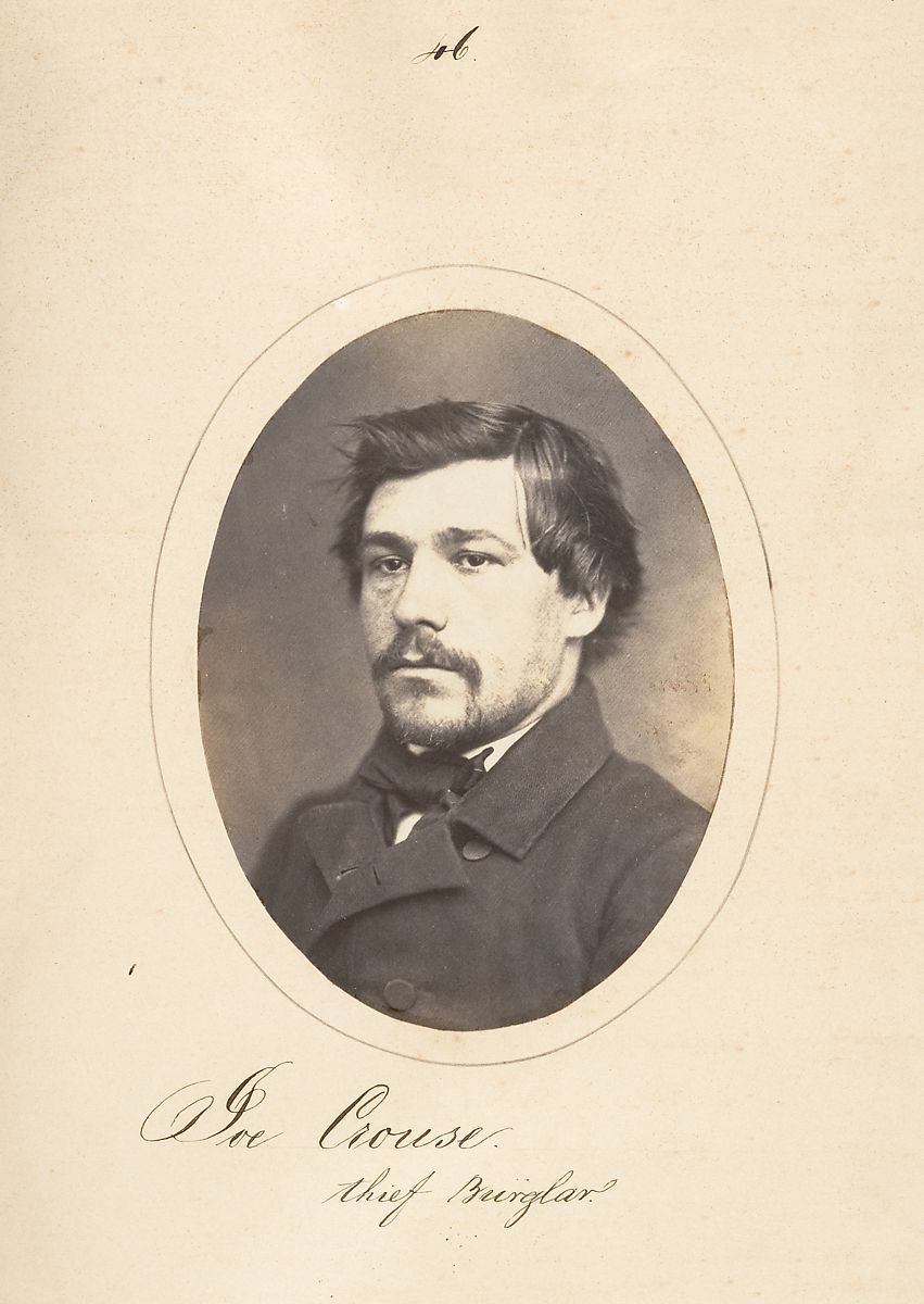 A sepia-toned oval portrait of a man identified as 'Mr. Coarse, Chief Burglar' in elegant cursive handwriting below the image.
