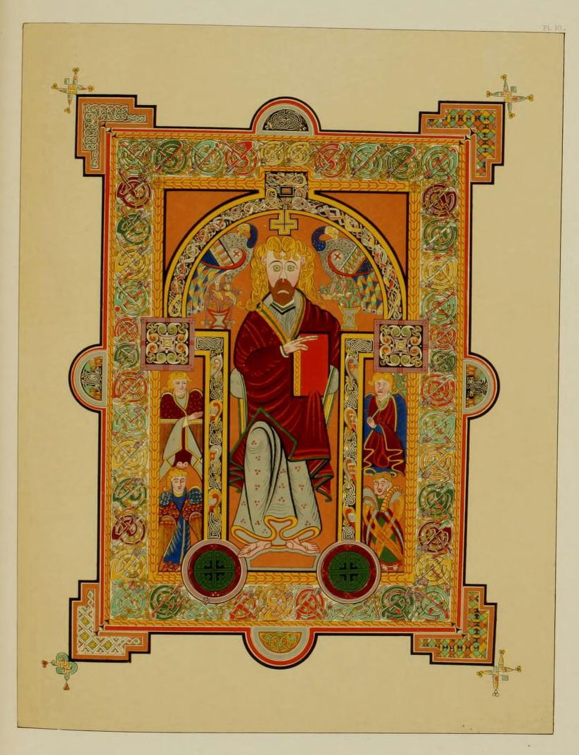 Illumination of a man with a book in a medieval manuscript.