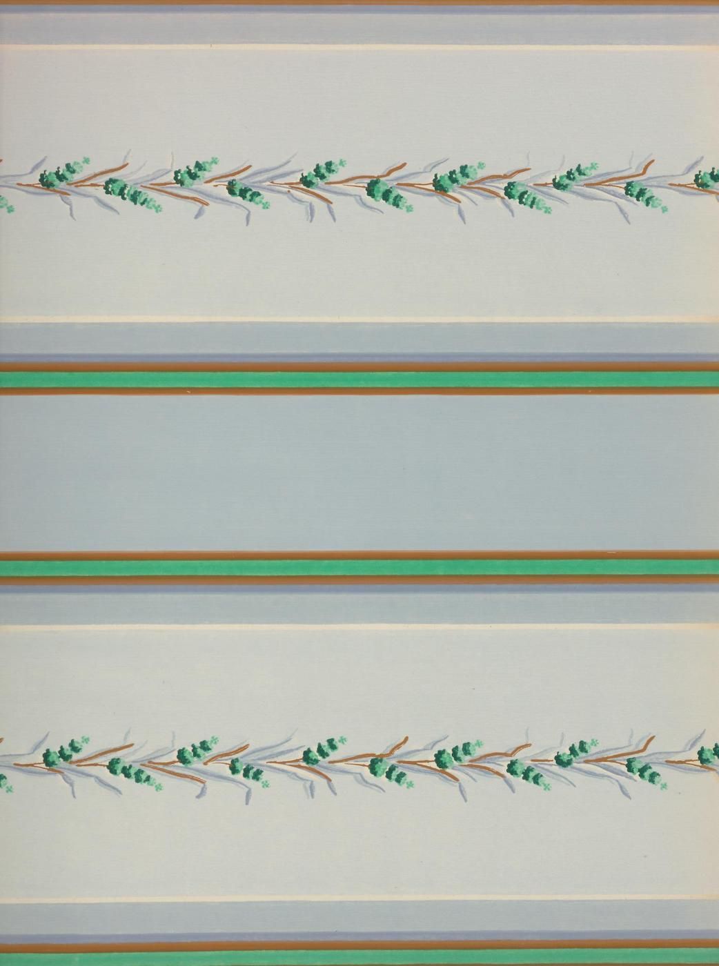 A repeating pattern of horizontal stripes and foliage borders.