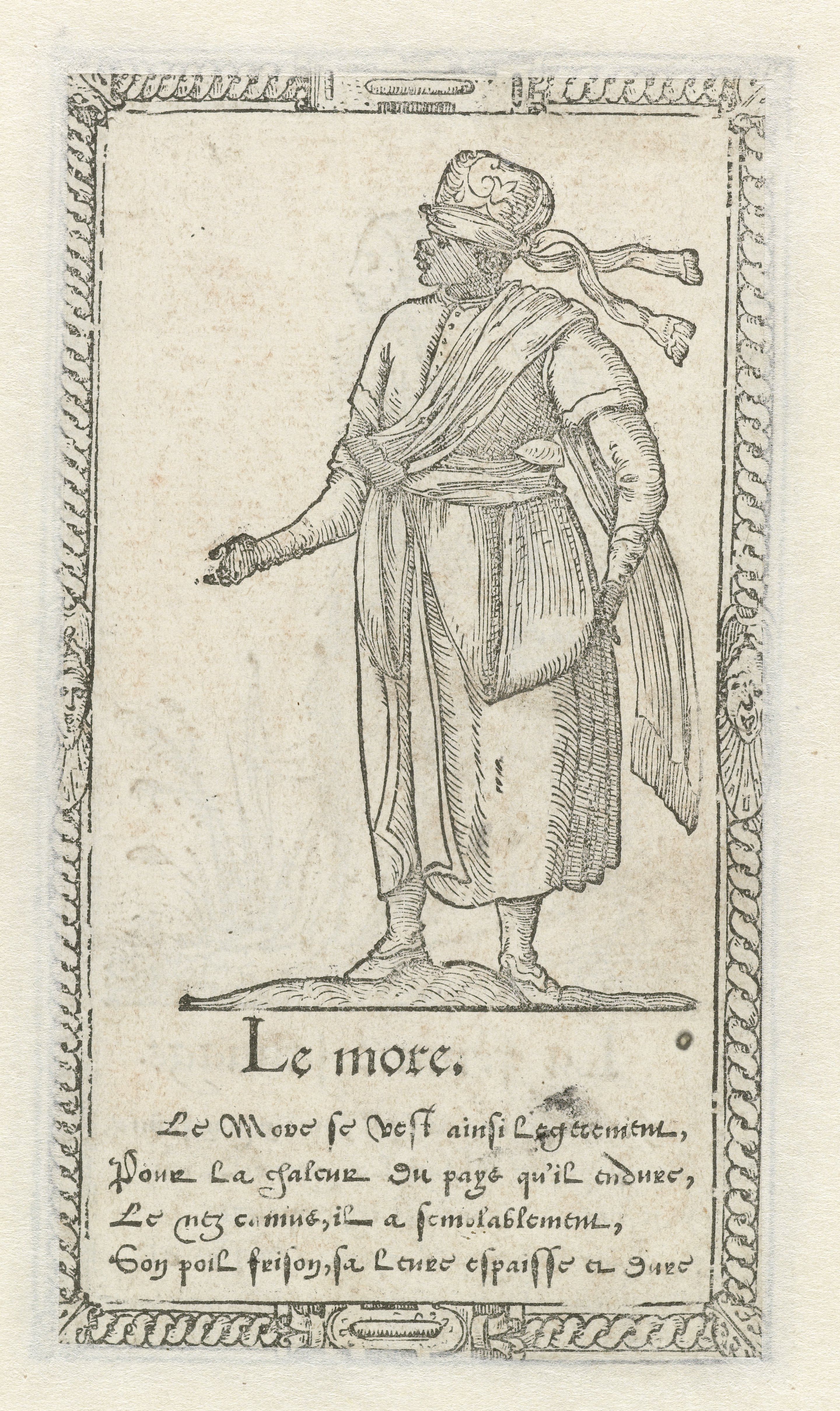 A black and white illustration of a man with curly hair and a beard, wearing draped clothing, with text below it.