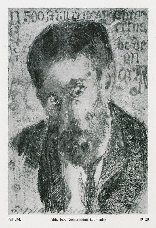 A black and white sketch of a man's face and upper torso.