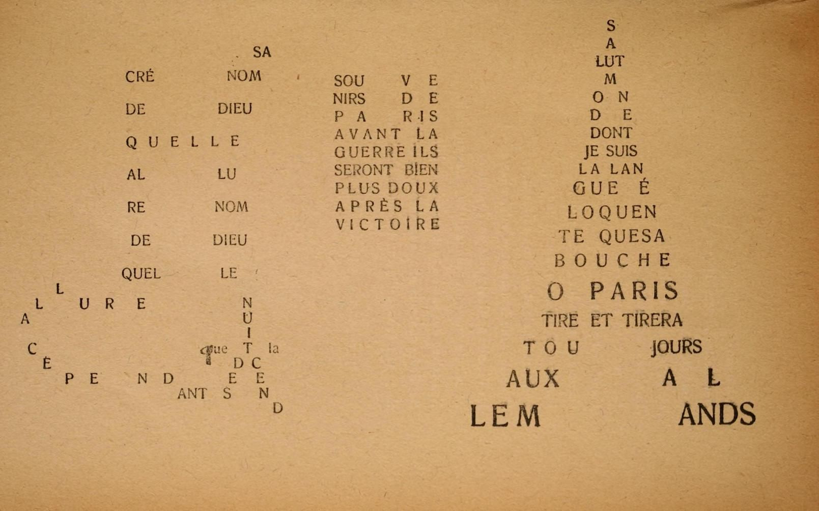 A page filled with scattered French text on a beige background.