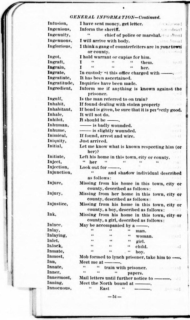 Close-up of a page from a historical document with a list of words and phrases.