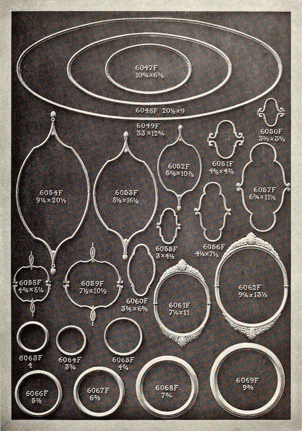 A vintage, black and white illustration of a technical diagram with numerous circles and ovals labeled with codes and dimensions.