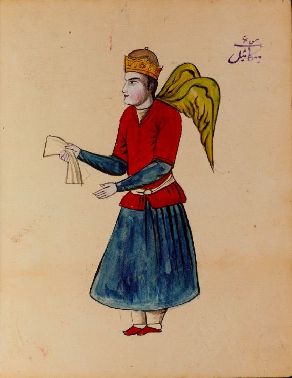 Illustration of a person in historical clothing holding a piece of paper.