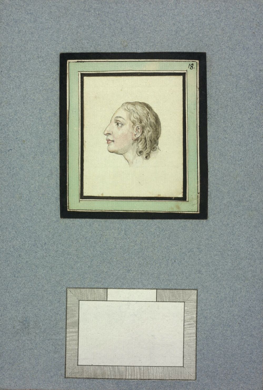 Vintage portrait in a decorative frame with a blank space below.
