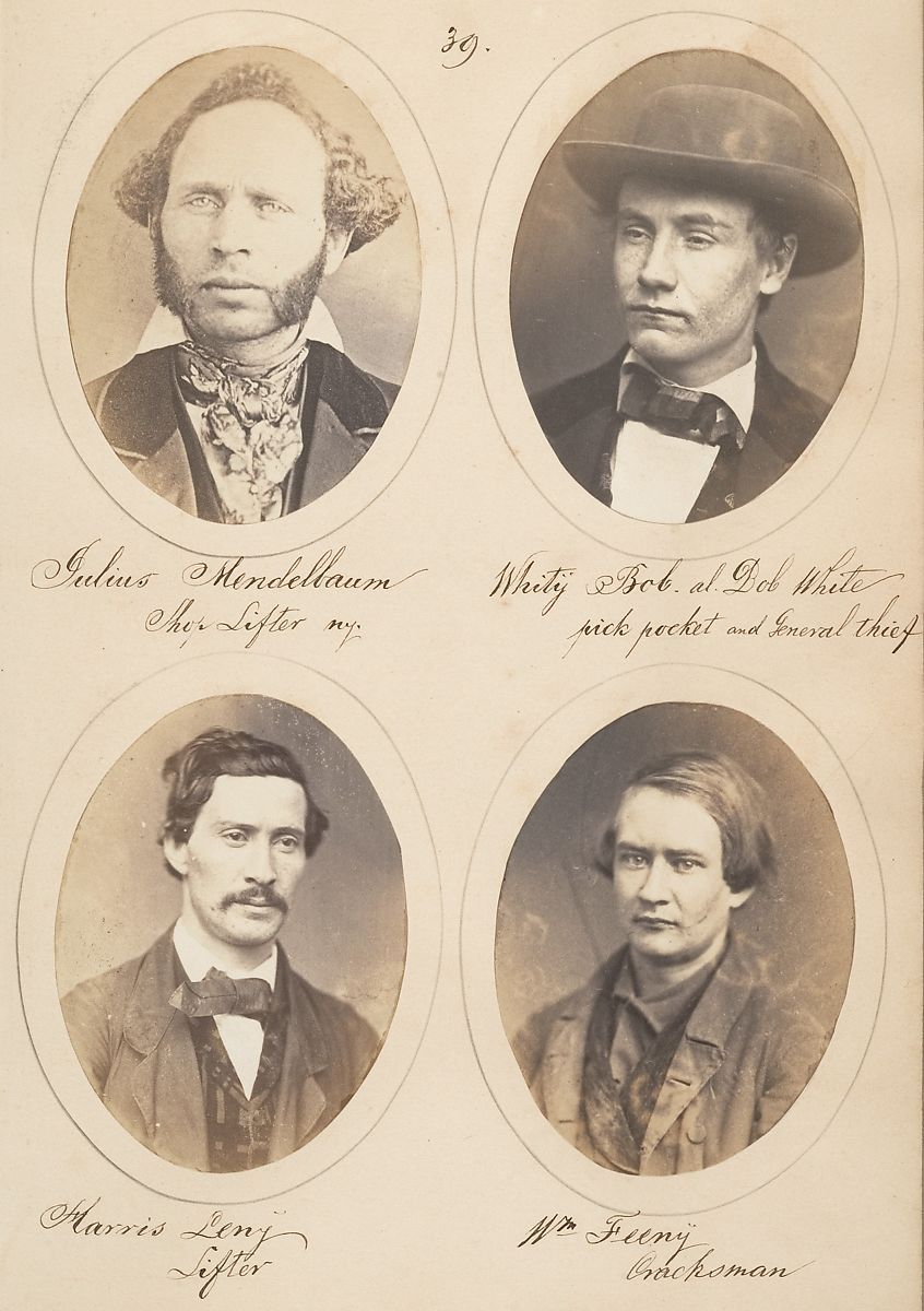 Four oval-framed portraits of men, labeled with cursive handwriting, arranged in a grid on a cream-colored paper background.