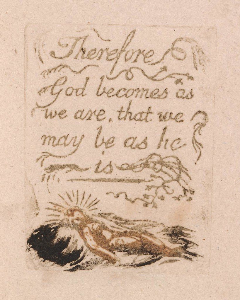 Sepia-toned etching of a human figure with text above.