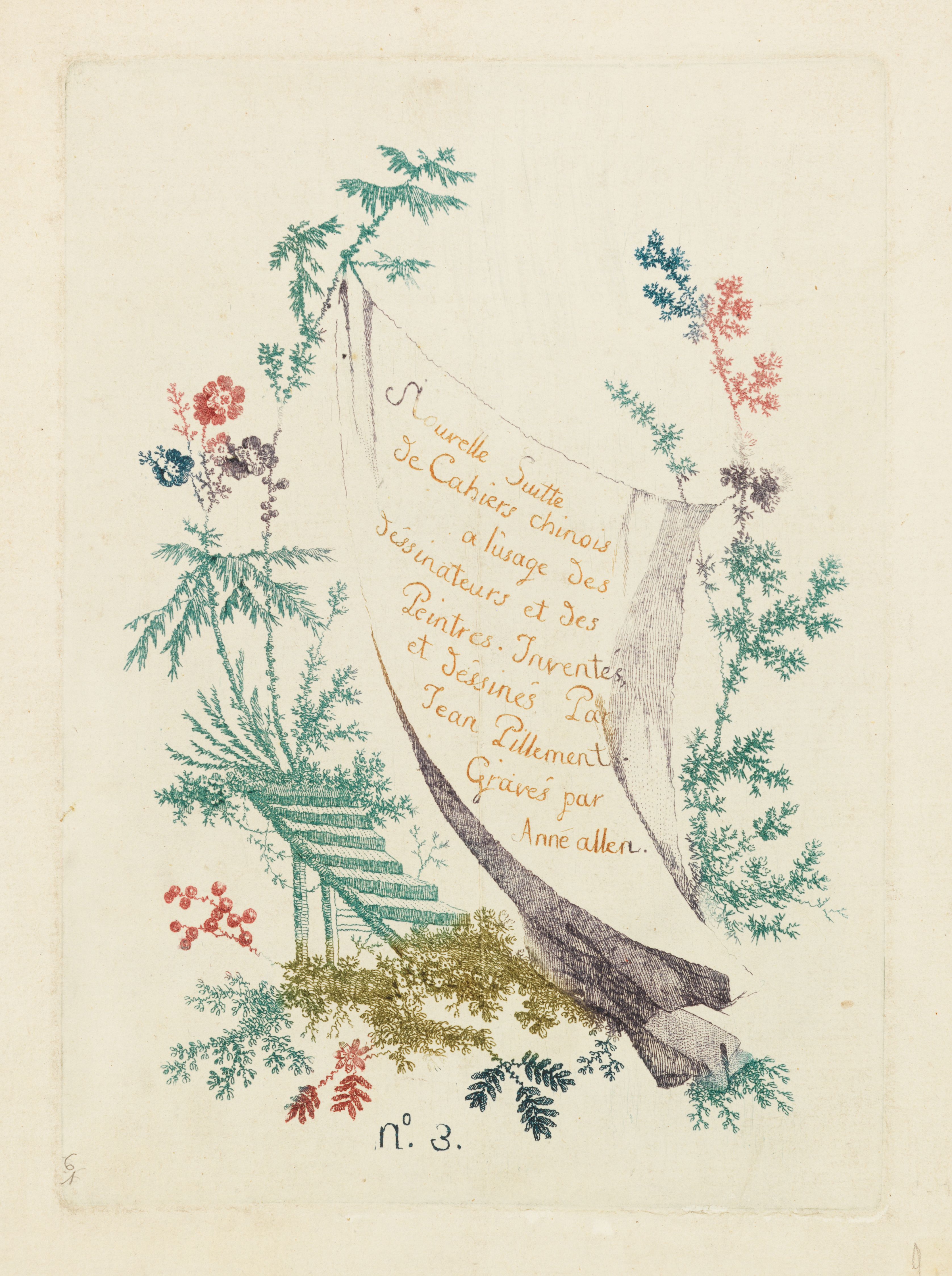 A vintage illustration of a sailboat with a sail covered in detailed botanical illustrations. The sail is light brown and adorned with plants in shades of green, brown, and gold. The boat is dark brown and partially visible beneath the sail. Text is written on the sail in cursive, and the number 'n° 3.' is printed below the boat. The background is pale yellow.
