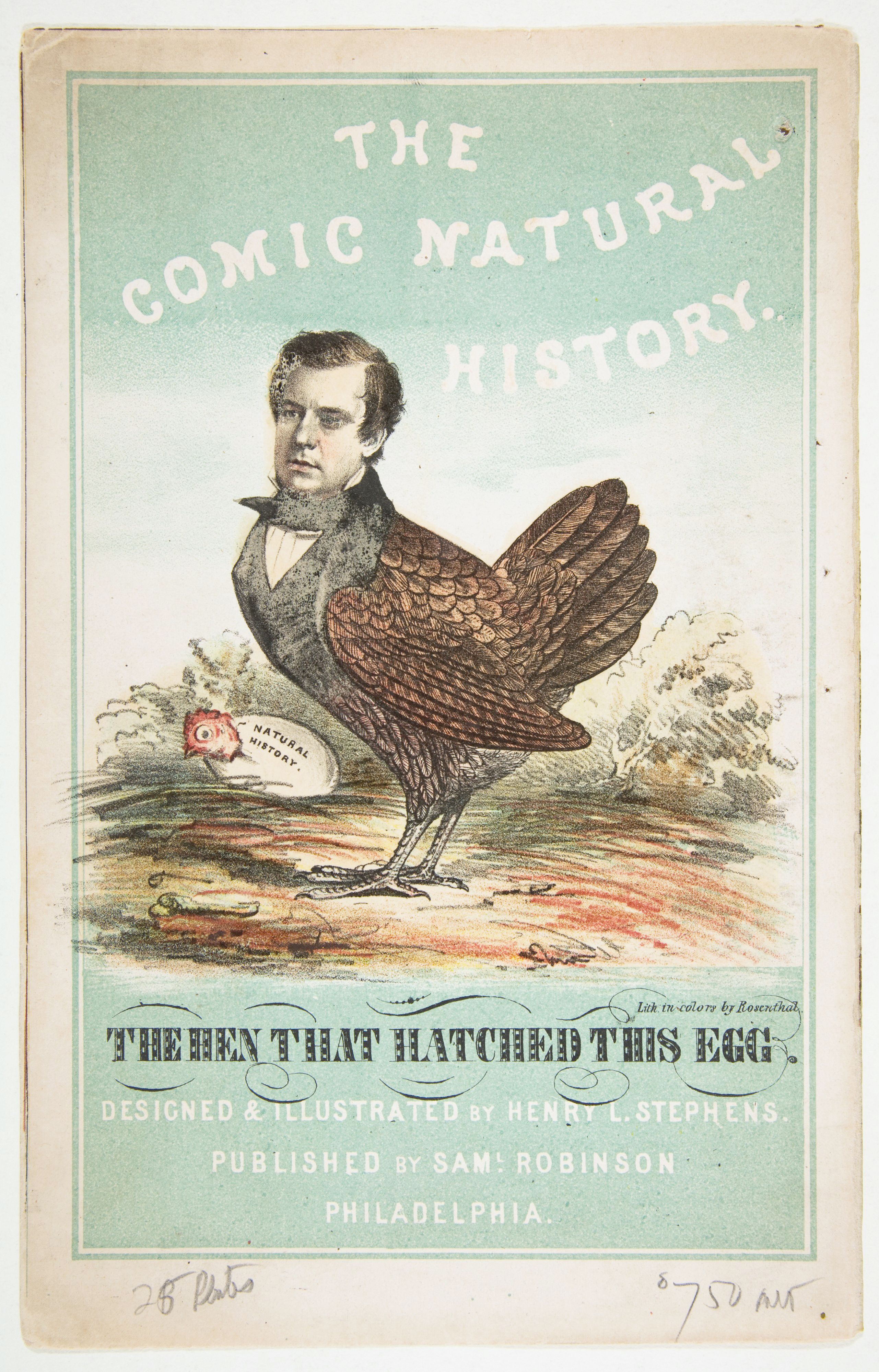 Vintage publication cover titled "The Comic Natural History" featuring a bird with a man's head.