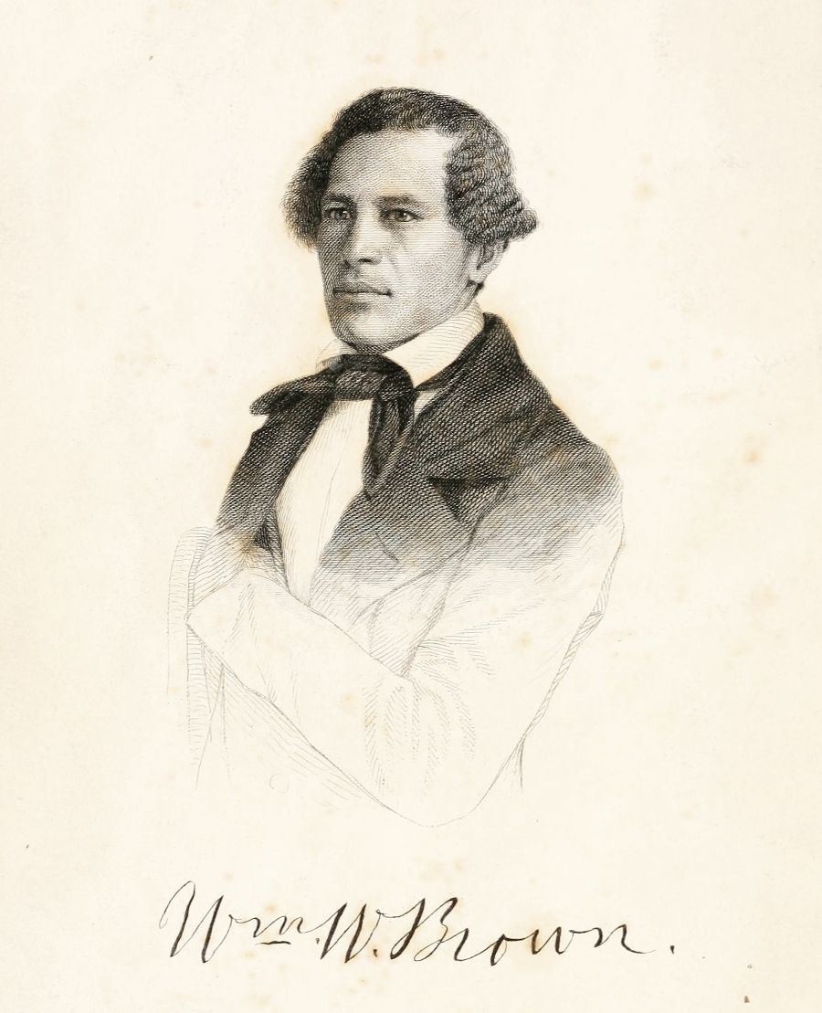 Vintage portrait drawing of Wm. W. Brown in a dark suit.
