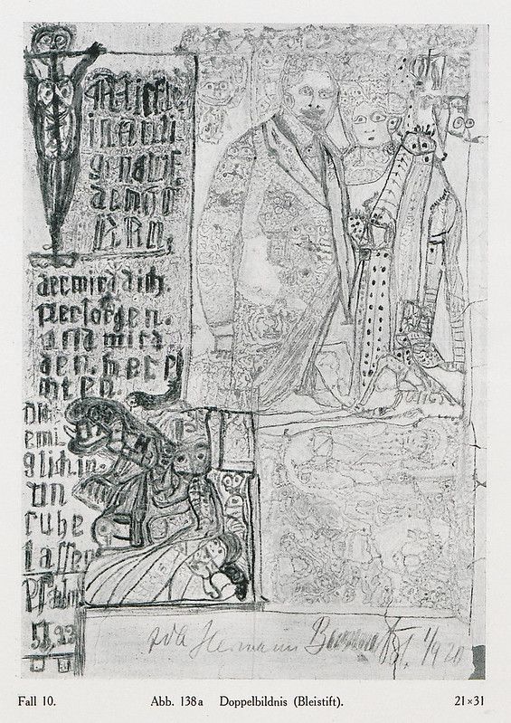 A black and white drawing of a medieval scene with a stone monument, kneeling figure, and crowned figure under a flag.